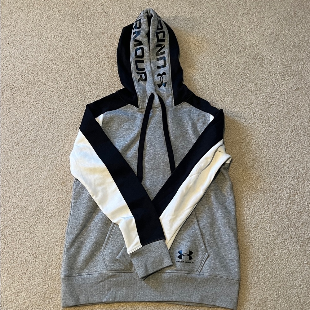 Under Armour Gray and Black Hoodie with White Accents